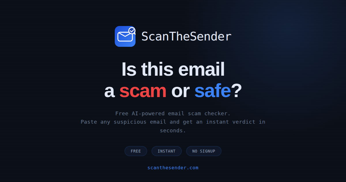 Free Email Scam Checker — Is This Email a Scam?